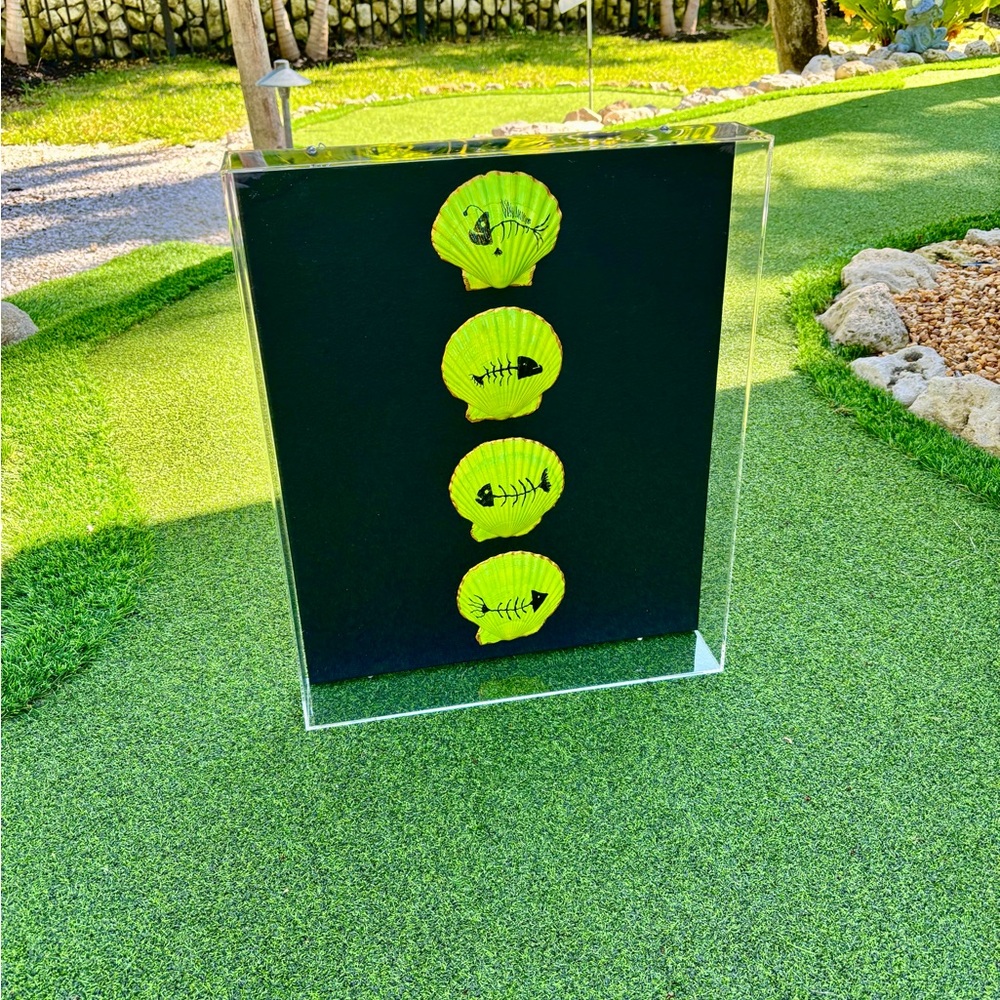 Black Bonefish Bay hand-painted seashell Art She Shells Art